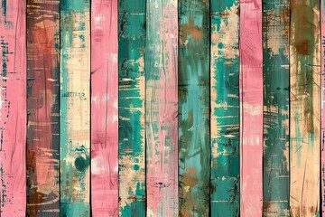 Colorful Abstract Painted Wooden Planks