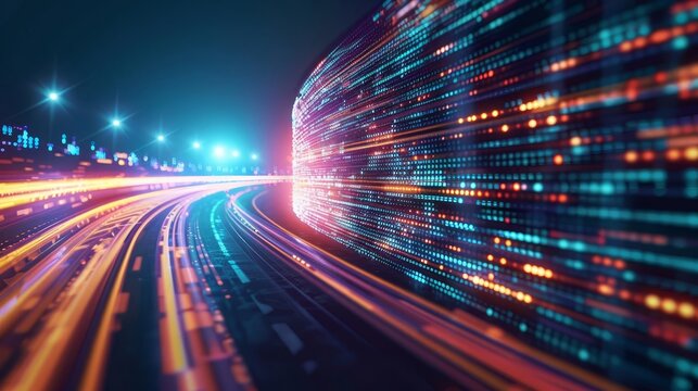 dynamic abstract technology background with highspeed data transfer ultra fast broadband connection digital cyber motion