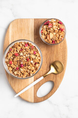 homemade granola, healthy breakfast, Homemade whole grain musli with berries