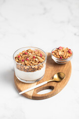 homemade granola, healthy breakfast, granola with yogurt