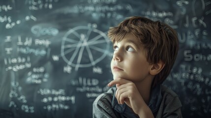 Boy Pondering Math Concepts