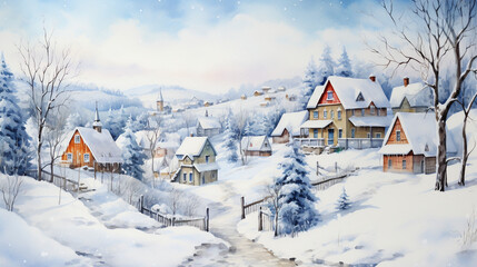 Fototapeta premium village in winter