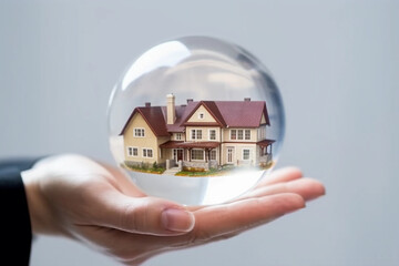 Concept de maison protégée dans une bulle - obrazy, fototapety, plakaty
