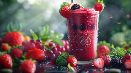 Berry and vegetables smoothie, healthy juicy vitamin drink diet or vegan food concept, fresh...