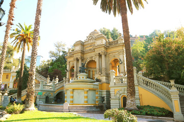 Stunning Entrance to Cerro Santa Lucia Hilltop, the Historic Public Park in Downtown Santiago of Chile, South America