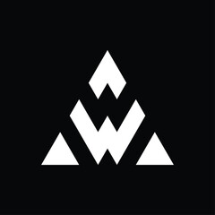 triangular logo monogram forming the letters "a" and "w".