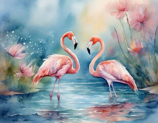 flamingo in river