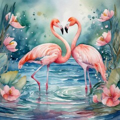 flamingo in river