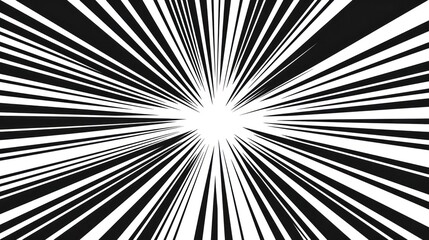Colourful  black and white comic book radial rays, lines. Comics background with motion, speed lines. Pop art style elements. Vector illustration