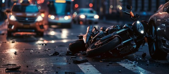 motorcycle accident on the city street
