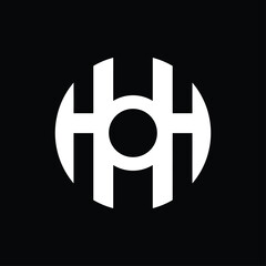 circle logo monogram forming the letters "o" and "h". simple and elegant logo in black and white.