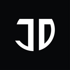 circle logo monogram forming the letters "j" and "d". simple and elegant logo in black and white.