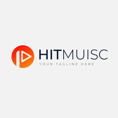 Hit Music Logo design template - Play button icon