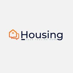 Housing Logo design template - Chat icon logo