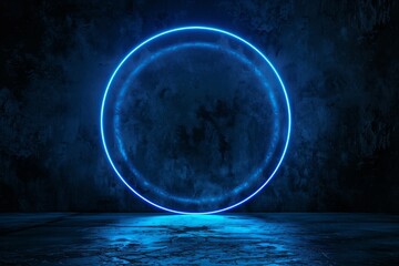 a blue circle in a dark room