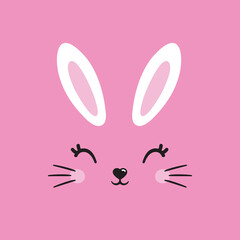 Vector illustration of cute bunny, rabbit, hare. Cutie animal portrait in pastel colors. Stickers, wall art, kids room decoration, easter decor, print, design