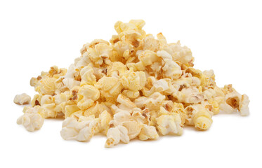Pile of tasty fresh popcorn isolated on white