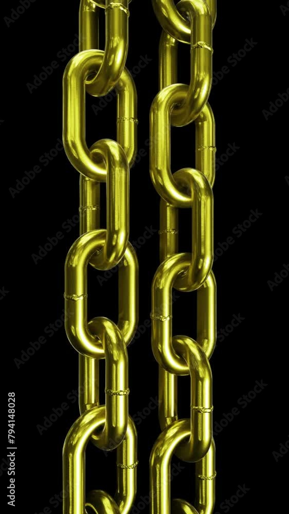 Aufkleber vertical video. realistic looping 3d animation of the opposite moving satin gold chains rendered in 