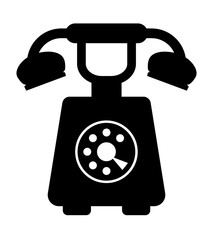 Retro phone icon. Black icon isolated on white background.