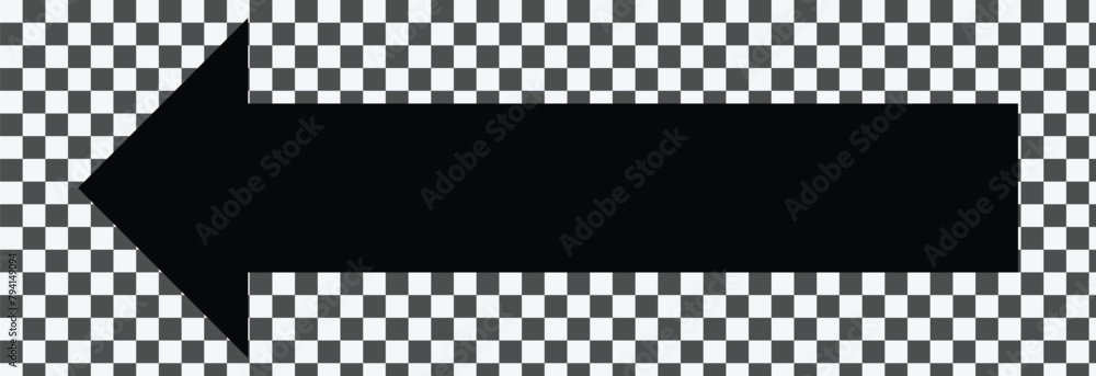 Poster straight long arrow, left thin line, black cursor, horizontal element, thick pointer vector icon iso