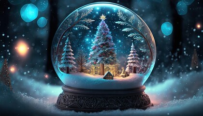glass ball with christmas decorations