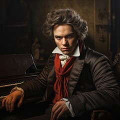 Musical genius - german composer, pianist, and conductor - Ludwig Van Beethoven, a pivotal figure bridging classicism and romanticism, whose timeless compositions resonate worldwide.