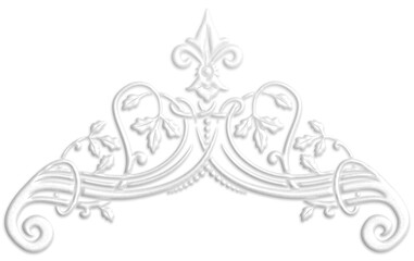 Art deco symbol with oak branches, white. Art Deco style illustration creating a border with oak leaves that look like a plaster ornament.