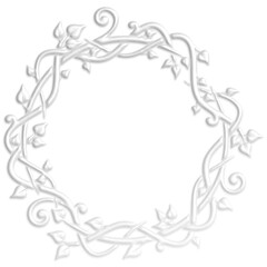 Art Deco style illustration creating a circular border with leaves that look like a plaster ornament