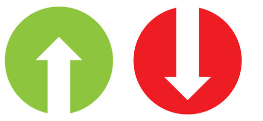 Red down green up arrow icon sign vector. Cryptocurrency, stock and forex investment trading analysis symbol. © Hike