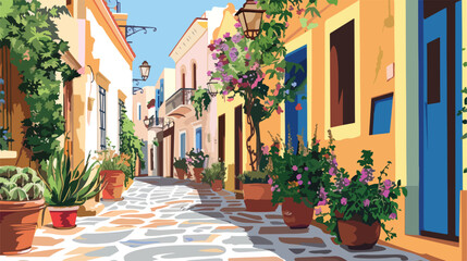 Beautiful street in Chania Crete island Greece. Hand