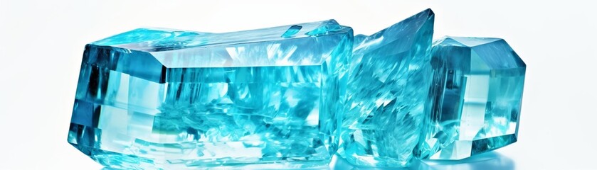Obraz premium Blue crystal shards on white background
