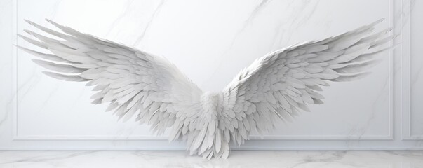 Minimalistic mockup featuring angel wings on a clean, bright background, ideal for spiritual or inspirational themes