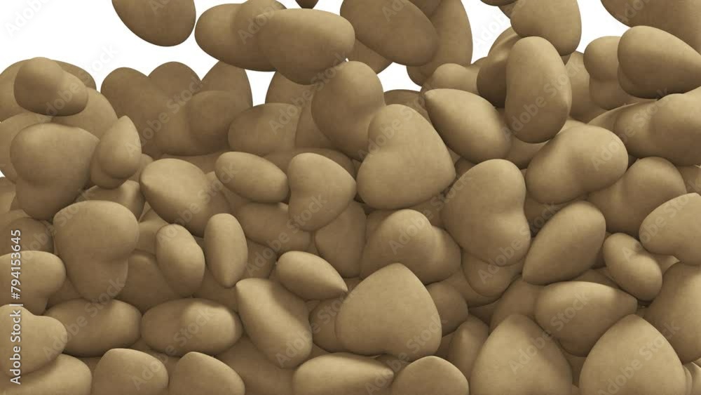 Aufkleber realistic 3d animation of the recycled carton or paper hearts falling from the top filling up the vo