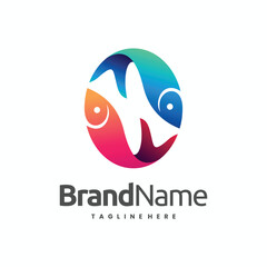 fish egg logo design, combination of fish and egg shapes logo concept