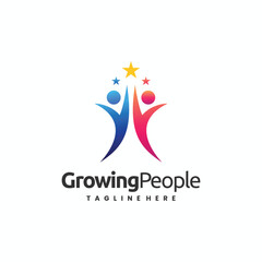 rising star people logo design, people rising star logo design.