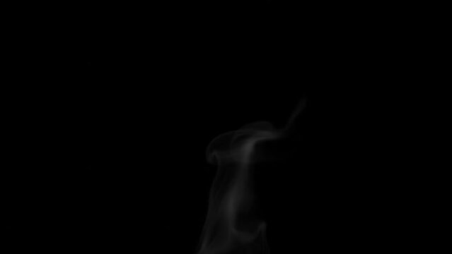 3d rendering animation of rising steam smoke isolated on black background
