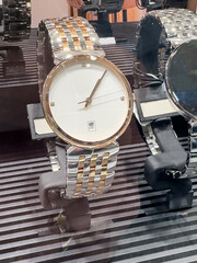 modern new colletcion male watches in the shop window