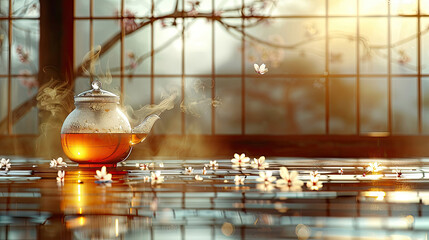 A steaming pot of tea. Self-care concept,  generative ai - 794156662