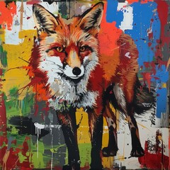 Fototapeta premium a painting of a fox