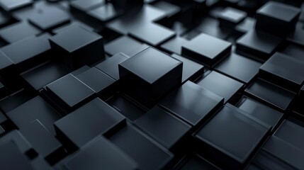 dark abstract geometric blocks background futuristic 3d render scifi wallpaper