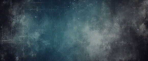 Dark turquoise art background. Large brush strokes. Acrylic paint in aquamarine or celadon colors. Abstract painting. Textured surface template for banner, poster. Narrow horizontal illustration	