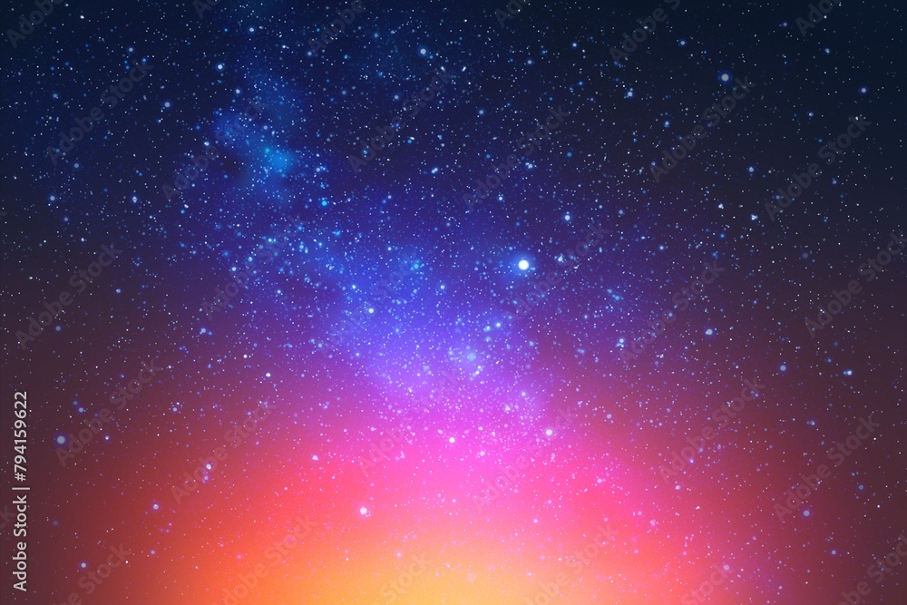 Sticker blue milky way and red glow. night starry sky. space dark background