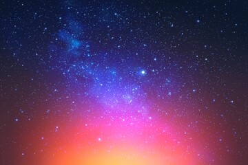 Blue milky Way and red glow. Night starry sky. Space dark background
