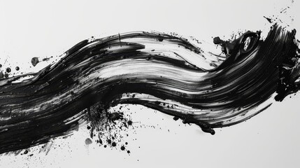 abstract black ink splash on white background japanese calligraphy brush stroke texture