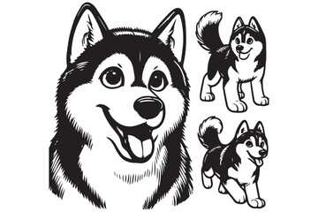 dog Hand drawn cartoon husky illustration © joydeb