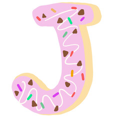Donut icing latters, font of donuts. Bakery sweet alphabet. Letters and numbers. Donut alphabet .