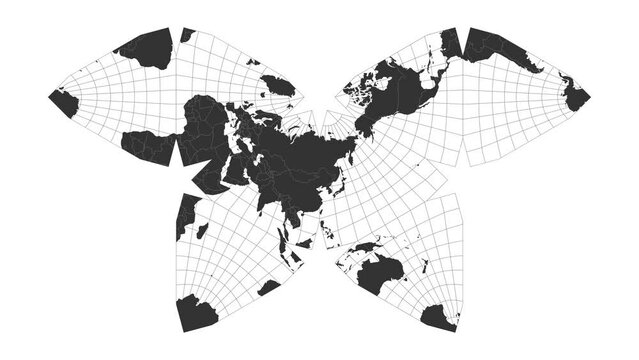 World map. Steve Waterman's butterfly projection. Animated projection. Loopable video.