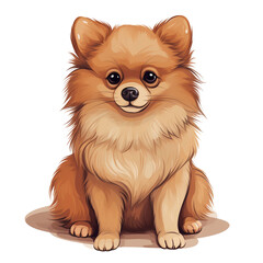 Obraz premium clipart pomeranian sitting сreated with Generative Ai