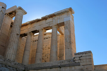 Entrance to the Acropolis in Athens, Greece.