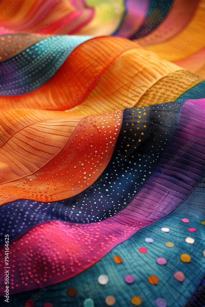 Leinwandbilder a textile design painted with dragging, using a comb to create striated patterns that mimic woven cl